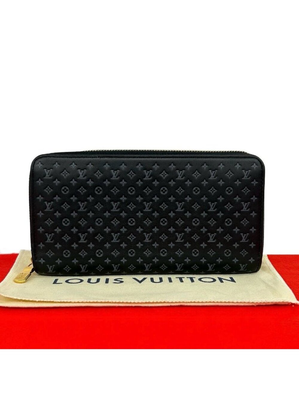 Louis Vuitton Zippy Wallet Nanogram Leather Black